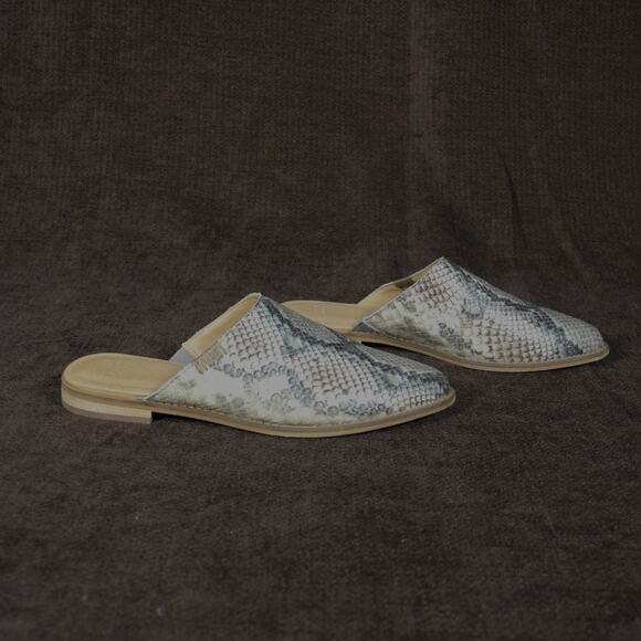 Frye and Co Women's 7M Leather Snakeskin Pattern Print Flat Mules Casual Career - Picture 5 of 11